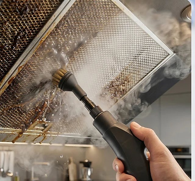 Brass brush on a range-hood filter